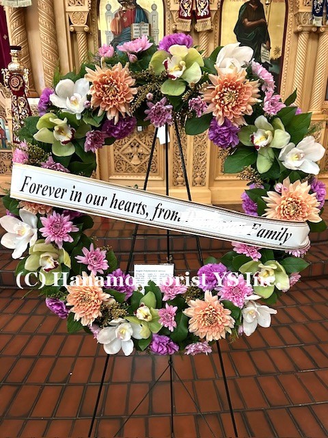 SYMP020 Seasonal Flower Funeral Wreath Standad M