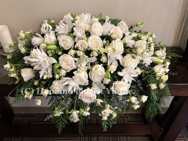 SYMP1203 Premium white Casket Spray Flower Arrangement