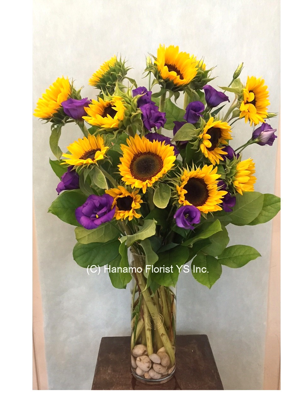 VASE729 Sunflowers & Seasonal Flowers in a Tall Vase