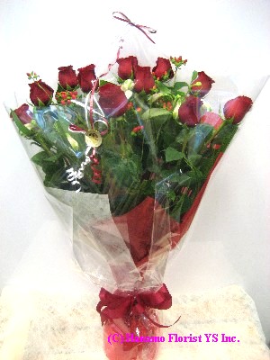 VALE004 1dz Premium Long stem Red Rose Hand-tied Classic