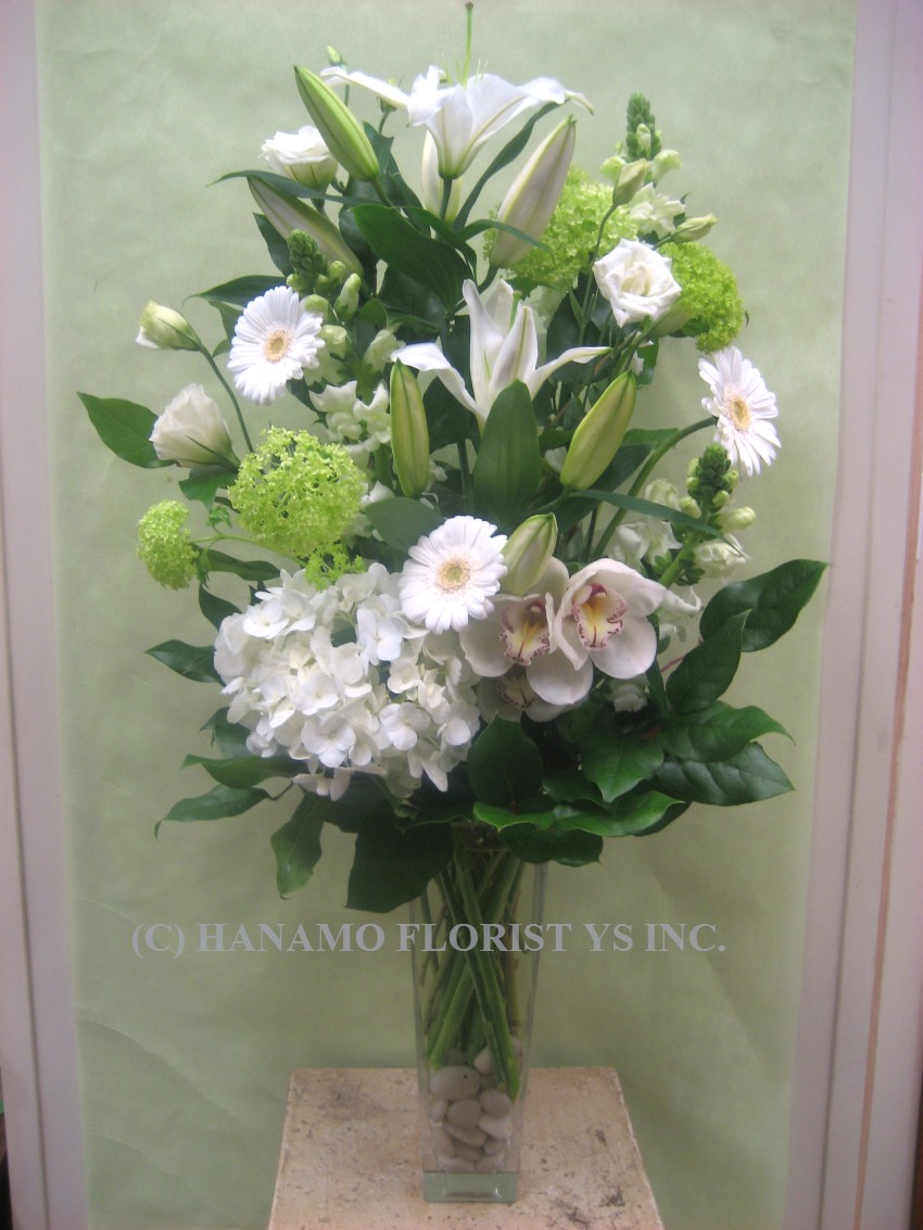 VASE061 Elegant White Flowers Designer's Choice Tall Vase